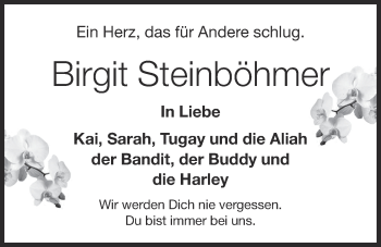 Anzeige von Birgit Steinböhmer von OM-Medien