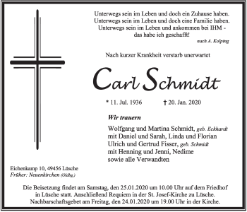 Anzeige von Carl Schmidt von OM-Medien