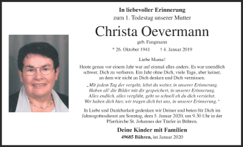 Anzeige von Christa Oevermann von OM-Medien