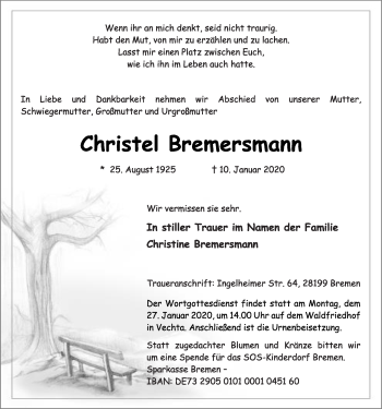 Anzeige von Christel Bremersmann von OM-Medien