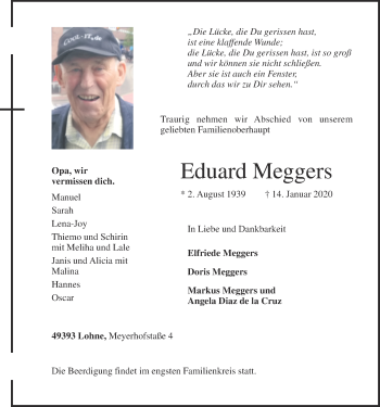Anzeige von Eduard Meggers von OM-Medien