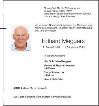 Anzeige von Eduard Meggers von OM-Medien