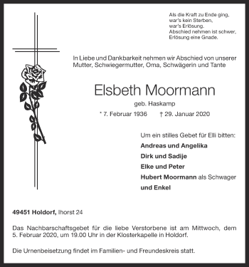 Anzeige von Elsbeth Moormann von OM-Medien