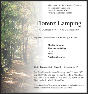 Anzeige von Florenz Lamping von OM-Medien