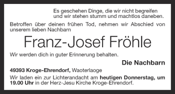 Anzeige von Franz-Josef Fröhle von OM-Medien