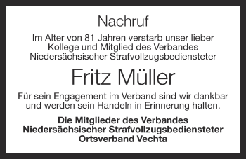 Anzeige von Fritz Müller von OM-Medien