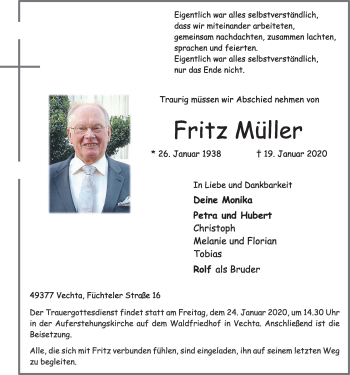 Anzeige von Fritz Müller von OM-Medien