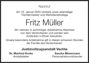 Anzeige von Fritz Müller von OM-Medien