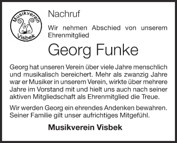 Anzeige von Georg Funke von OM-Medien