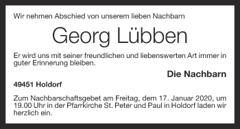 Anzeige von Georg Lübben von OM-Medien