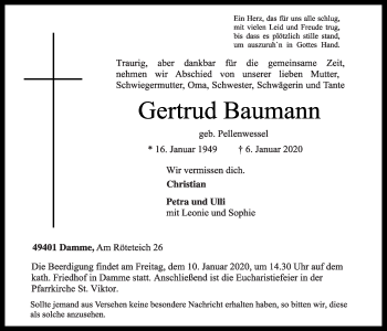 Anzeige von Gertrud Baumann von OM-Medien