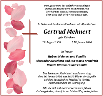Anzeige von Gertrud Mehnert von OM-Medien