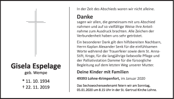 Anzeige von Gisela Espelage von OM-Medien
