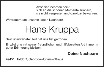 Anzeige von Hans Kruppa von OM-Medien
