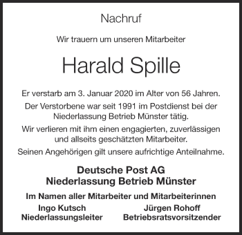 Anzeige von Harald Spille von OM-Medien