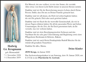 Anzeige von Hedwig Krogmann von OM-Medien