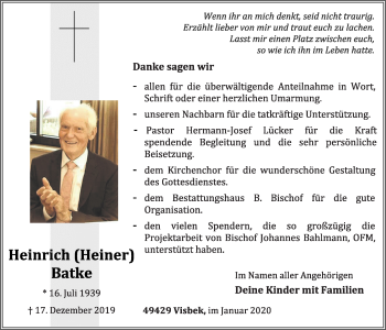 Anzeige von Heinrich Batke von OM-Medien