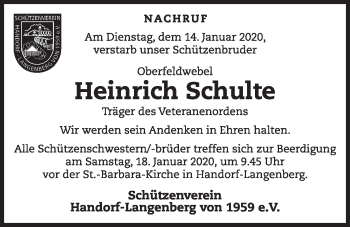 Anzeige von Heinrich Schulte von OM-Medien