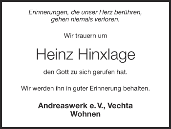 Anzeige von Heinz Hinxlage von OM-Medien