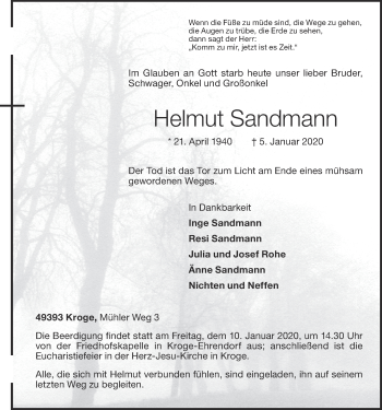 Anzeige von Helmut Sandmann von OM-Medien
