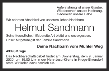 Anzeige von Helmut Sandmann von OM-Medien