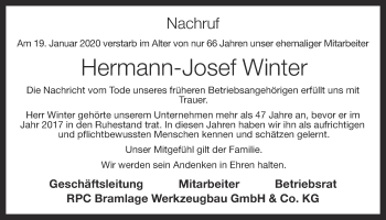 Anzeige von Hermann-Josef Winter von OM-Medien