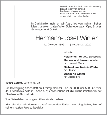 Anzeige von Hermann-Josef Winter von OM-Medien