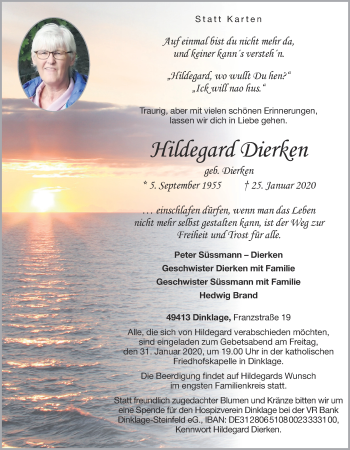 Anzeige von Hildegard Dierken von OM-Medien