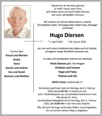 Anzeige von Hugo Diersen von OM-Medien