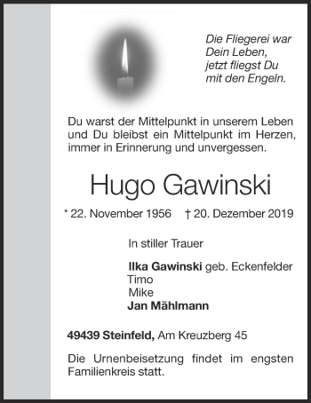 Anzeige von Hugo Gawinski von OM-Medien