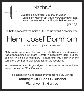 Anzeige von Josef Bornhorn von OM-Medien
