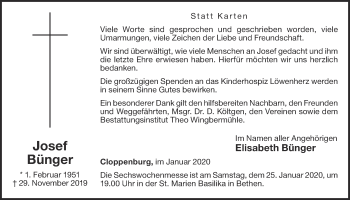 Anzeige von Josef Bünger von OM-Medien