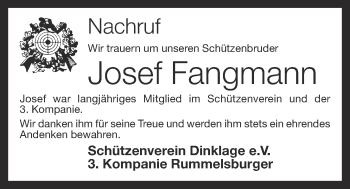 Anzeige von Josef Fangmann von OM-Medien