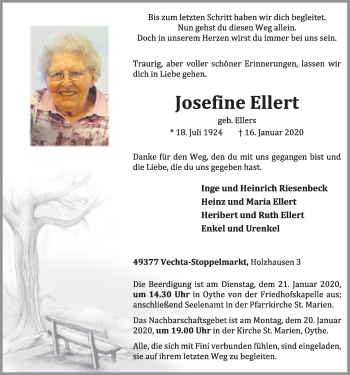 Anzeige von Josefine Ellert von OM-Medien