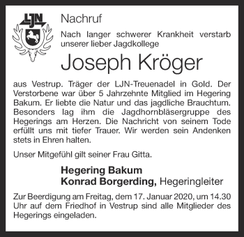Anzeige von Joseph Kröger von OM-Medien