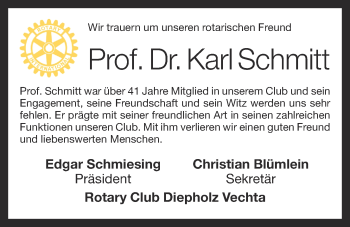 Anzeige von Karl Schmitt von OM-Medien