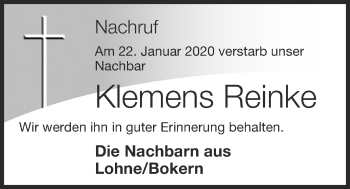 Anzeige von Klemens Reinke von OM-Medien
