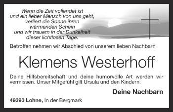 Anzeige von Klemens Westerhoff von OM-Medien