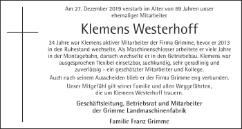 Anzeige von Klemens Westerhoff von OM-Medien