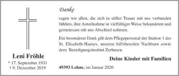 Anzeige von Leni Fröhle von OM-Medien