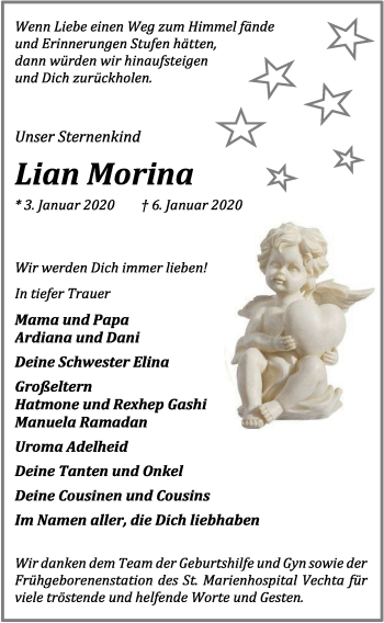 Anzeige von Lian Morina von OM-Medien