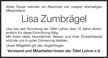 Anzeige von Lisa Zumbrägel von OM-Medien