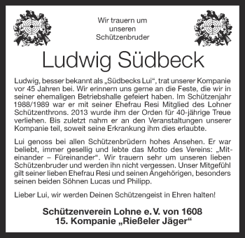 Anzeige von Ludwig Südbeck von OM-Medien