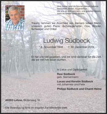 Anzeige von Ludwig Südbeck von OM-Medien