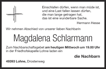 Anzeige von Magdalena Schlarmann von OM-Medien