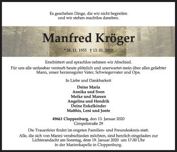 Anzeige von Manfred Kröger von OM-Medien