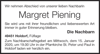 Anzeige von Margret Piening von OM-Medien