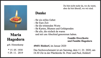 Anzeige von Maria Hagedorn von OM-Medien