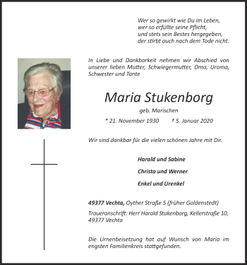 Anzeige von Maria Stukenborg von OM-Medien