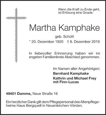 Anzeige von Martha Kamphake von OM-Medien